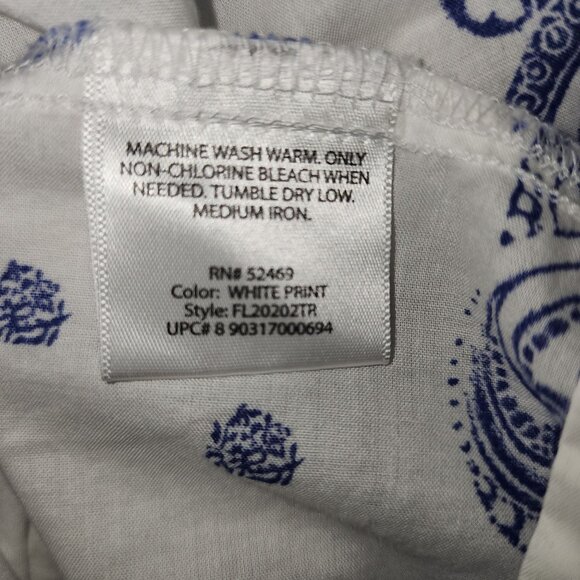 Women's Faded Glory Tank Top Blouse Shirt Medium Organic Cotton White Blue Boho - Picture 6 of 6